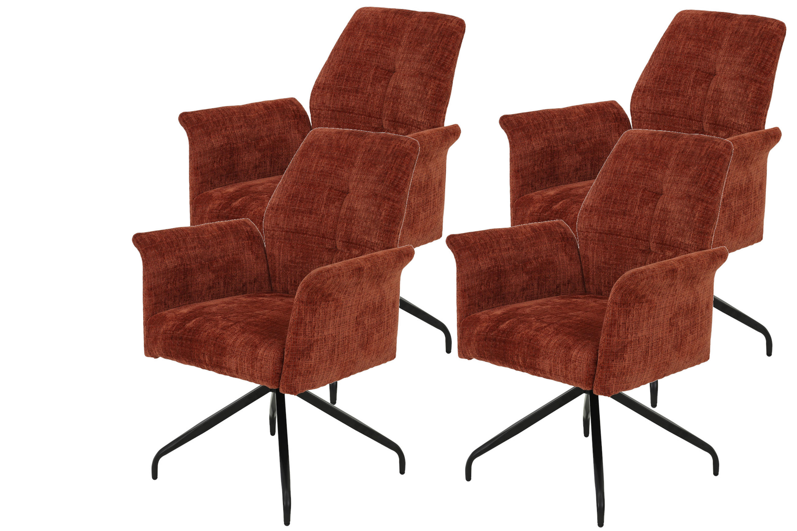 ARMLEHNSTUHL-SET 4 Stück  in Stahl Webstoff, Mikrofaser  - Schwarz/Kupferfarben, MODERN, Textil/Metall (71/93/68cm) - MID.YOU