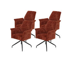 ARMLEHNSTUHL-SET 4 Stück  in Stahl Webstoff, Mikrofaser  - Schwarz/Kupferfarben, MODERN, Textil/Metall (71/93/68cm) - MID.YOU