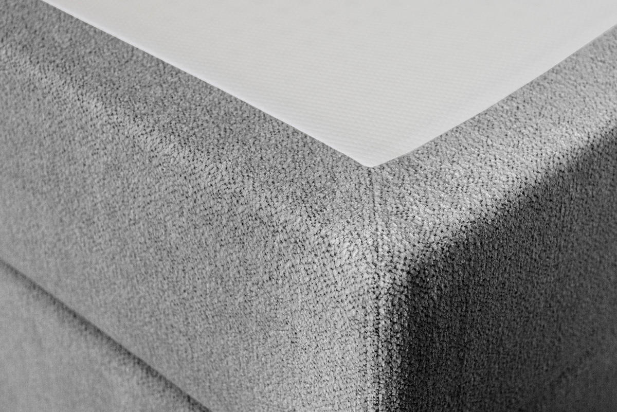 BOXSPRINGBETT 140/200 cm,  in Hellgrau, Matratze, gepolstertes Kopfteil, Topper, H3 + H3 = fest  - Hellgrau/Schwarz, Trend, Textil (140/200cm) - Chameo