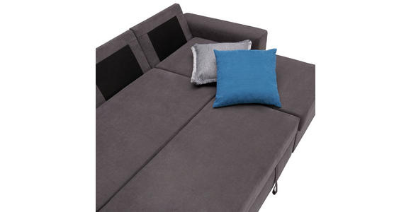 ECKSOFA inkl.Funktionen Dunkelgrau Webstoff  - Dunkelgrau/Schwarz, Design, Textil (245/160cm) - Xora