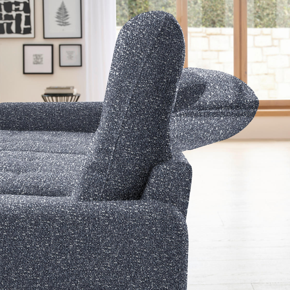 ECKSOFA Dunkelblau Plüsch  - Schwarz/Dunkelblau, KONVENTIONELL, Textil/Metall (190/254cm) - Livetastic