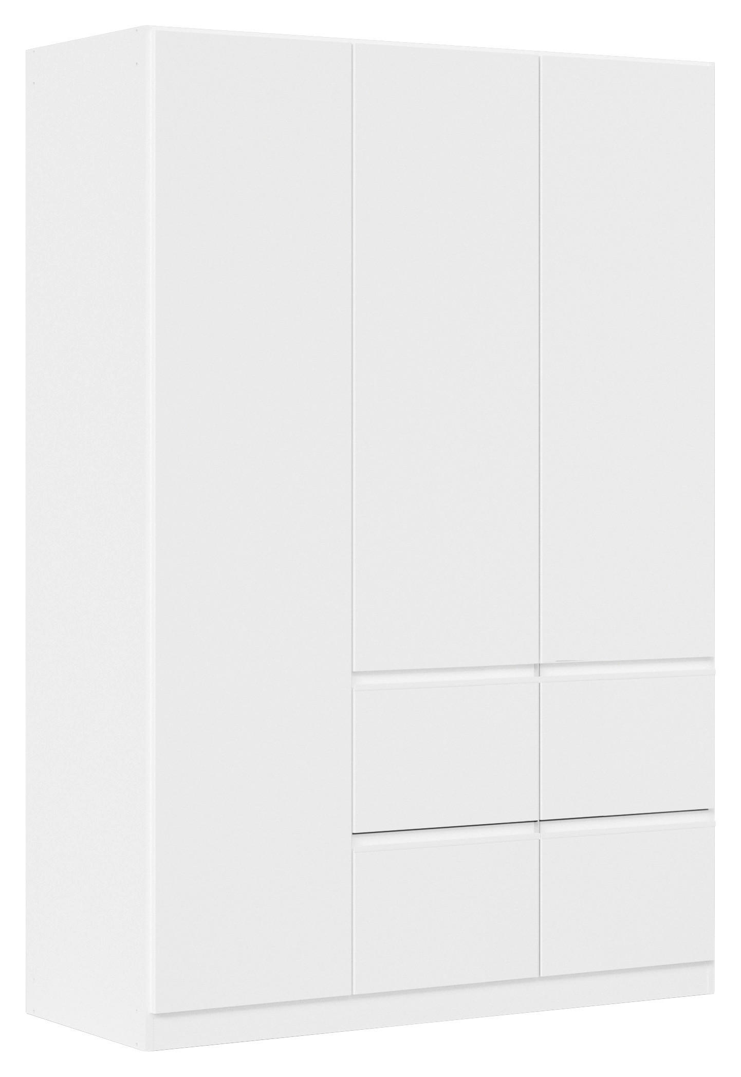 KLEIDERSCHRANK 3-türig Weiß  - Weiß, Trend, Holzwerkstoff/Kunststoff (136/197/54cm) - Xora