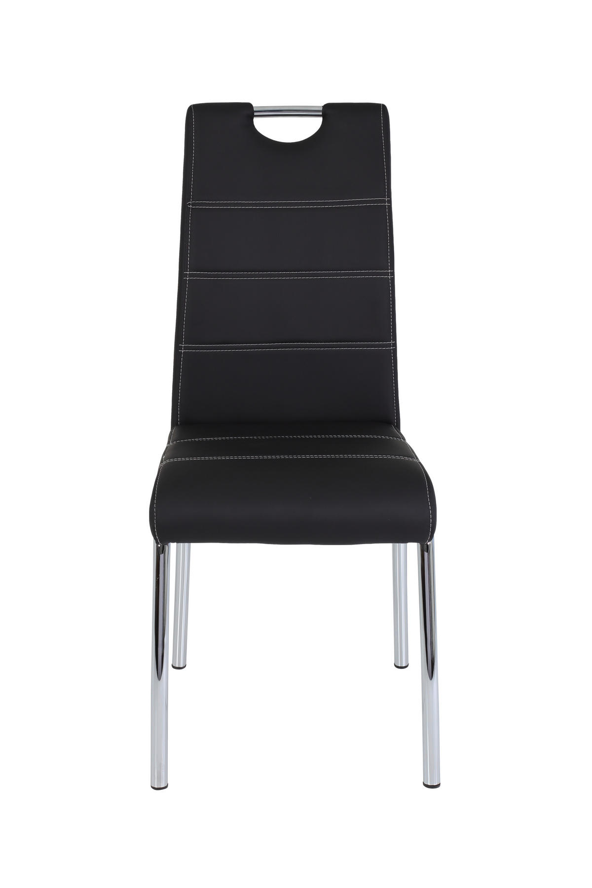 STUHL-SET 4 Stück  in Stahl Lederlook Metall, Textil  - Chromfarben/Schwarz, MODERN, Textil/Metall (44/98/61cm) - MID.YOU
