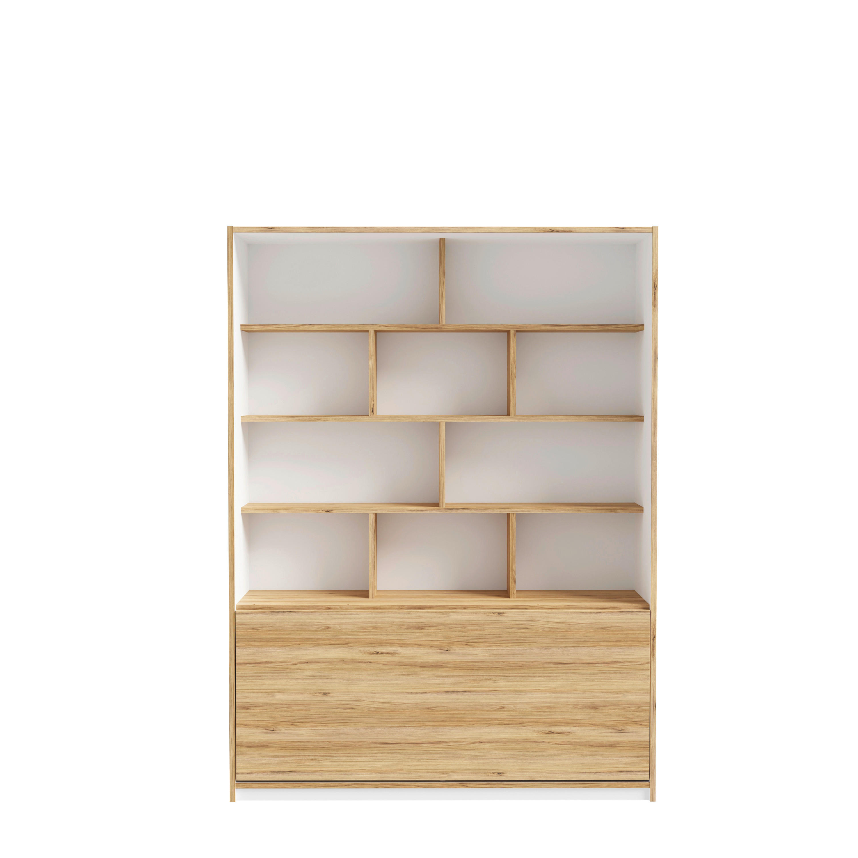 ETAJERĂ  alb, culoare lemn stejar  - alb/culoare lemn stejar, Modern, plastic/metal (159,4/215/42cm) - Novel