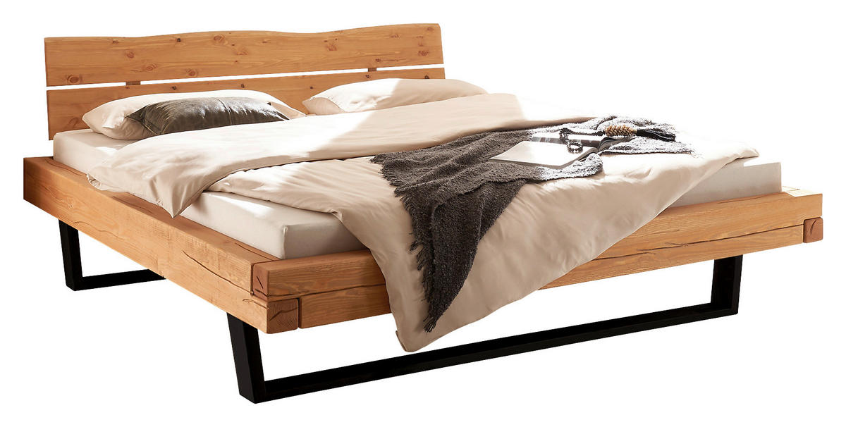 BALKENBETT 200/200 cm,  in Honigeiche,  - Honigeiche/Schwarz, MODERN, Holz/Metall (200/200cm) - Livetastic