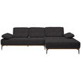 ECKSOFA  in Flachgewebe Anthrazit  314/176 cm  - Anthrazit/Schwarz, Natur, Holz/Textil (314/176cm) - Valnatura