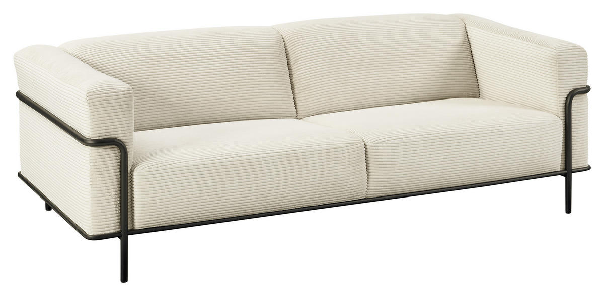 2,5-SITZER in Cord Naturfarben  - Schwarz/Naturfarben, Design, Textil/Metall (216/67/96cm) - Johann Jakob