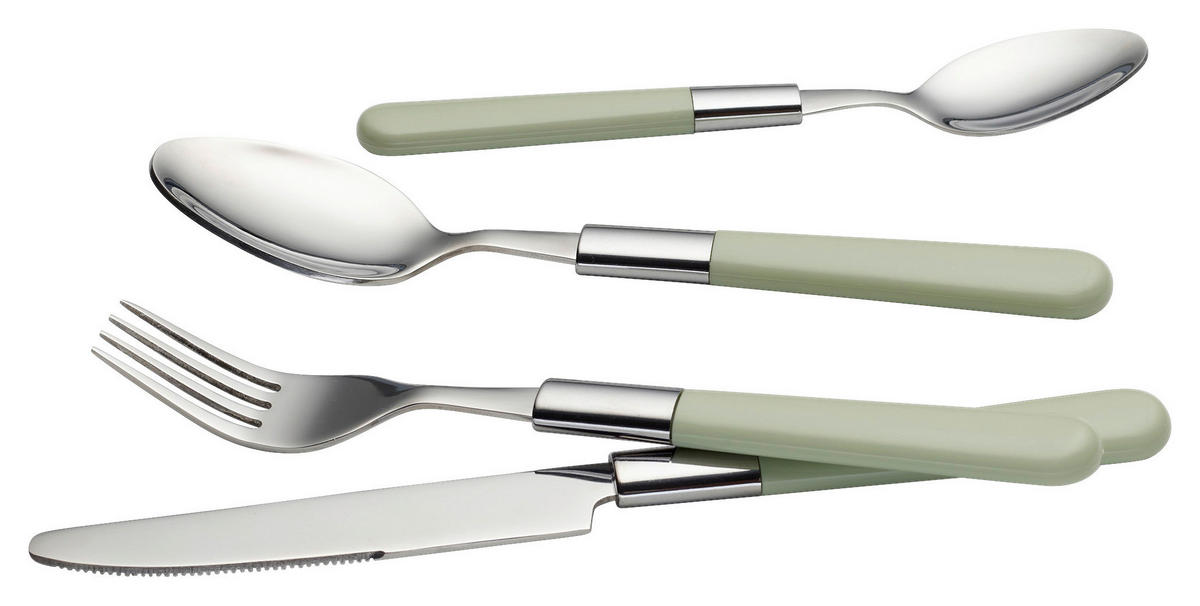 BESTECKSET Bistro 16-teilig Edelstahl  - Grün, Design, Kunststoff/Metall - Echtwerk