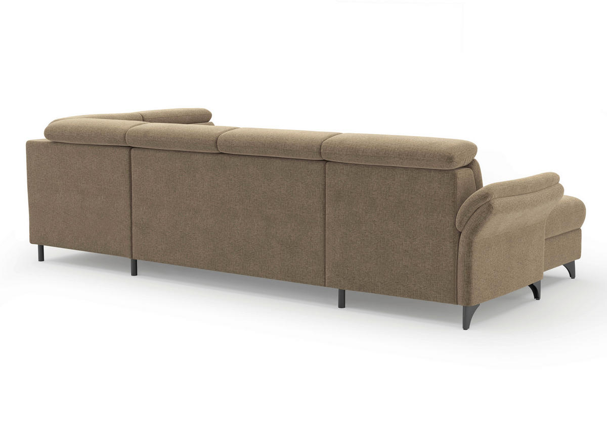 WOHNLANDSCHAFT GLENDALE E Hellbraun Flachgewebe  - Hellbraun/Schwarz, KONVENTIONELL, Textil/Metall (166/321/193cm) - Sit & More