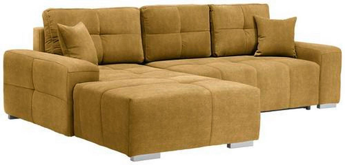 ECKSOFA in Webstoff Gelb  - Gelb/Silberfarben, Design, Kunststoff/Textil (194/280cm) - Carryhome