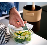 FRISCHHALTEDOSE EASYCLIP 0,45 L  - Transparent/Olivgrün, KONVENTIONELL, Glas/Kunststoff (13,9/9,9/7cm) - Mepal