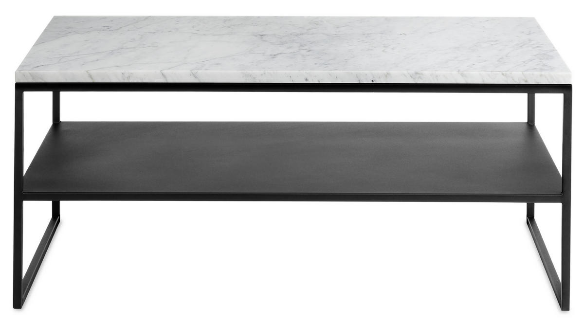 COUCHTISCH 100/60/41 cm rechteckig Schwarz, Weiß  - Schwarz/Weiß, Design, Stein/Metall (100/60/41cm) - Johann Jakob