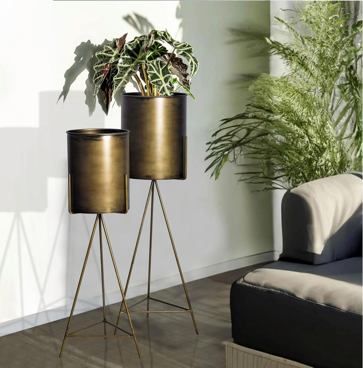 DEKOVASE  - Goldfarben, Design, Metall (32/89/32cm) - Livetastic