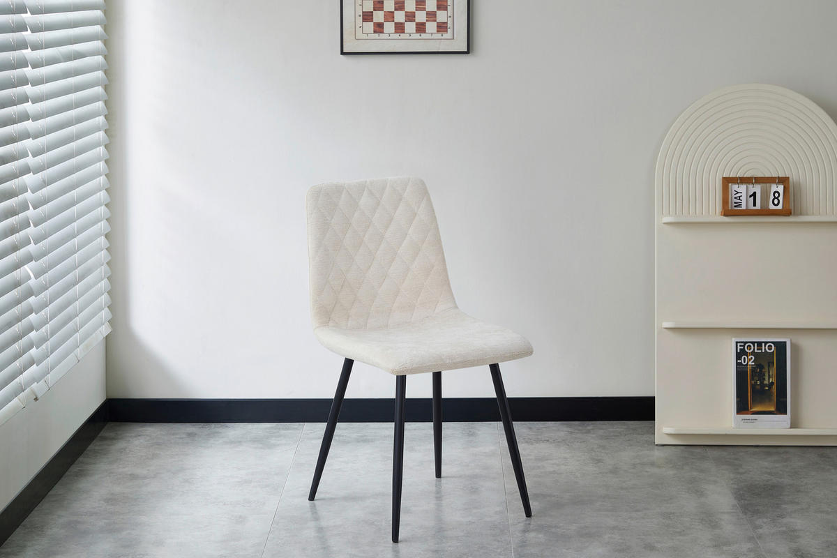 STUHL   Webstoff  - Beige/Schwarz, Design, Textil/Metall (45/87/55cm) - Ti'me