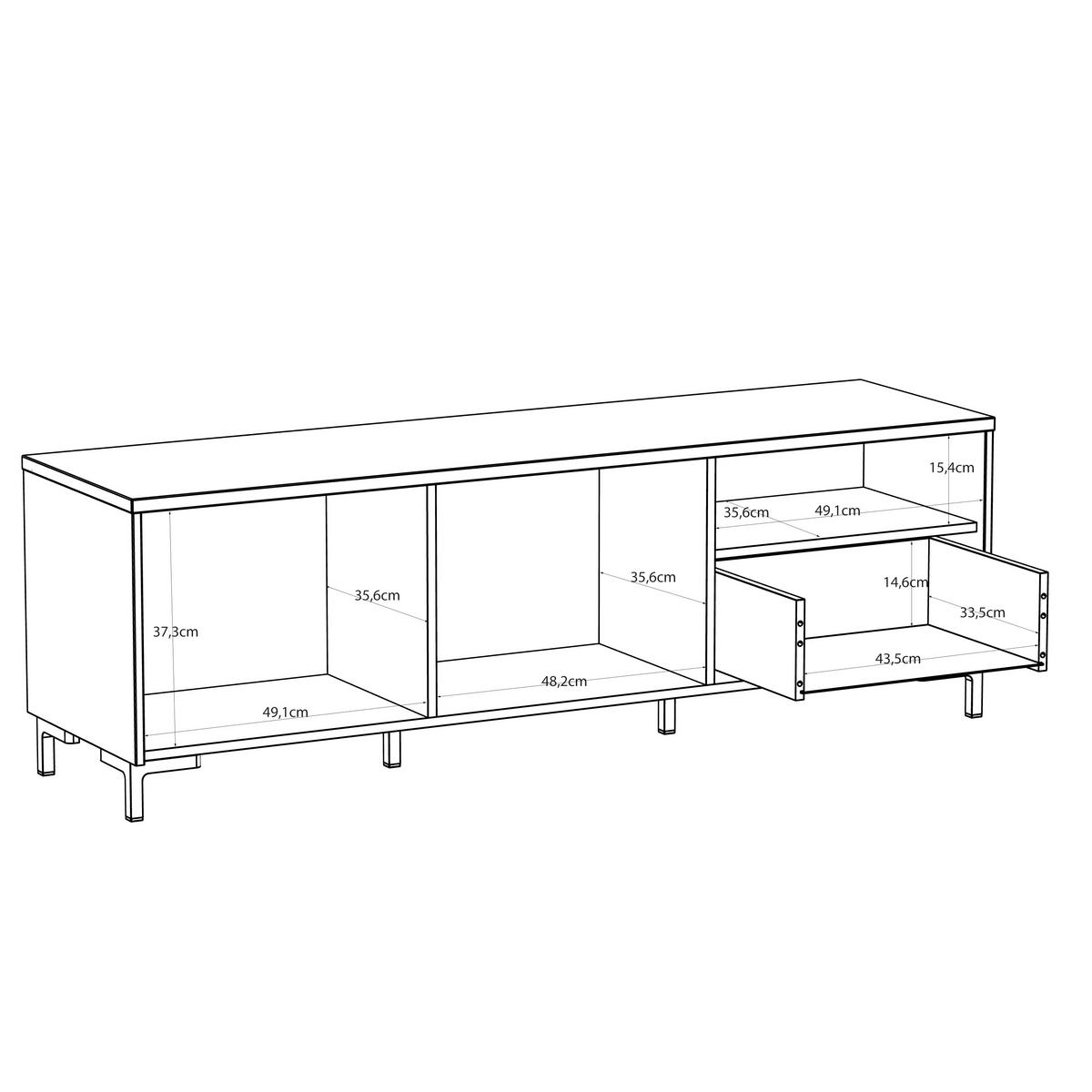 TV-ELEMENT barve hrasta, peščene barve  - črna/barve hrasta, Moderno, kovina/umetna masa (152,8/50,2/41,9cm) - Hom`in