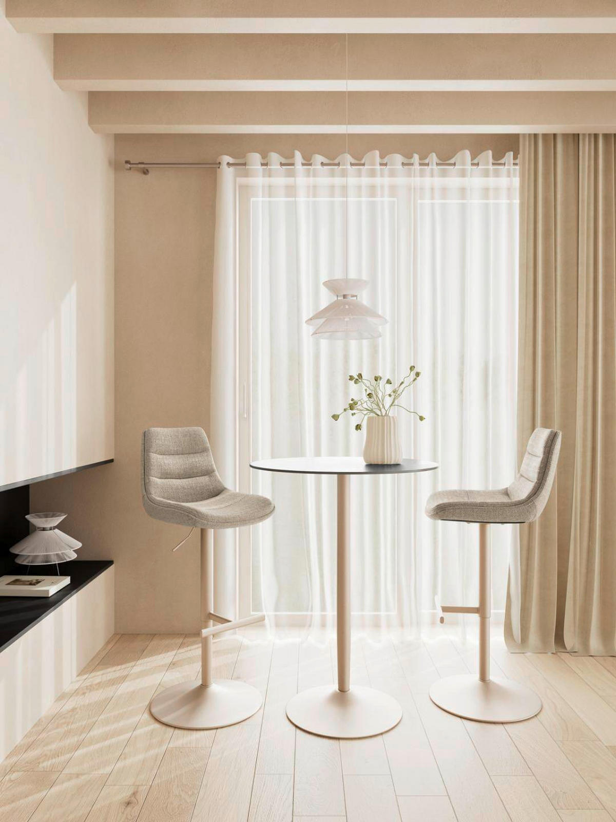 BARHOCKER in Beige  - Beige/Grau, KONVENTIONELL, Textil/Metall (47/95/52,5cm) - MID.YOU