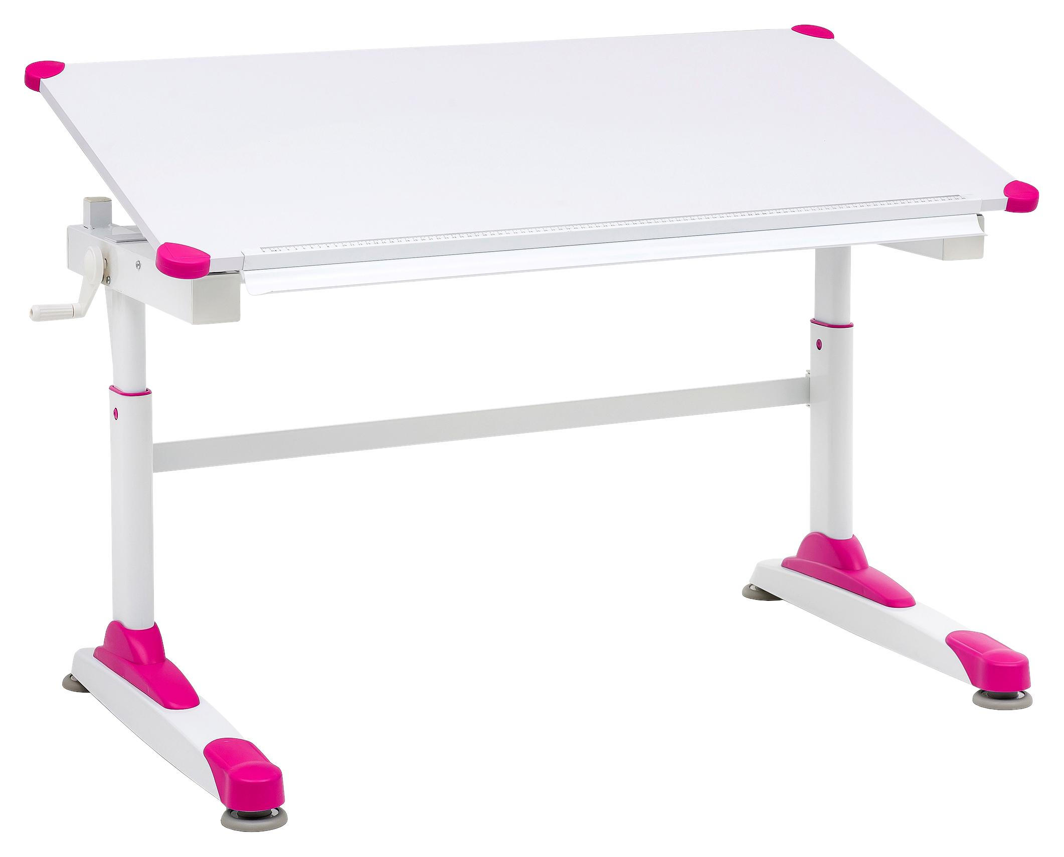 Jugendschreibtisch in Rosa, Weiß