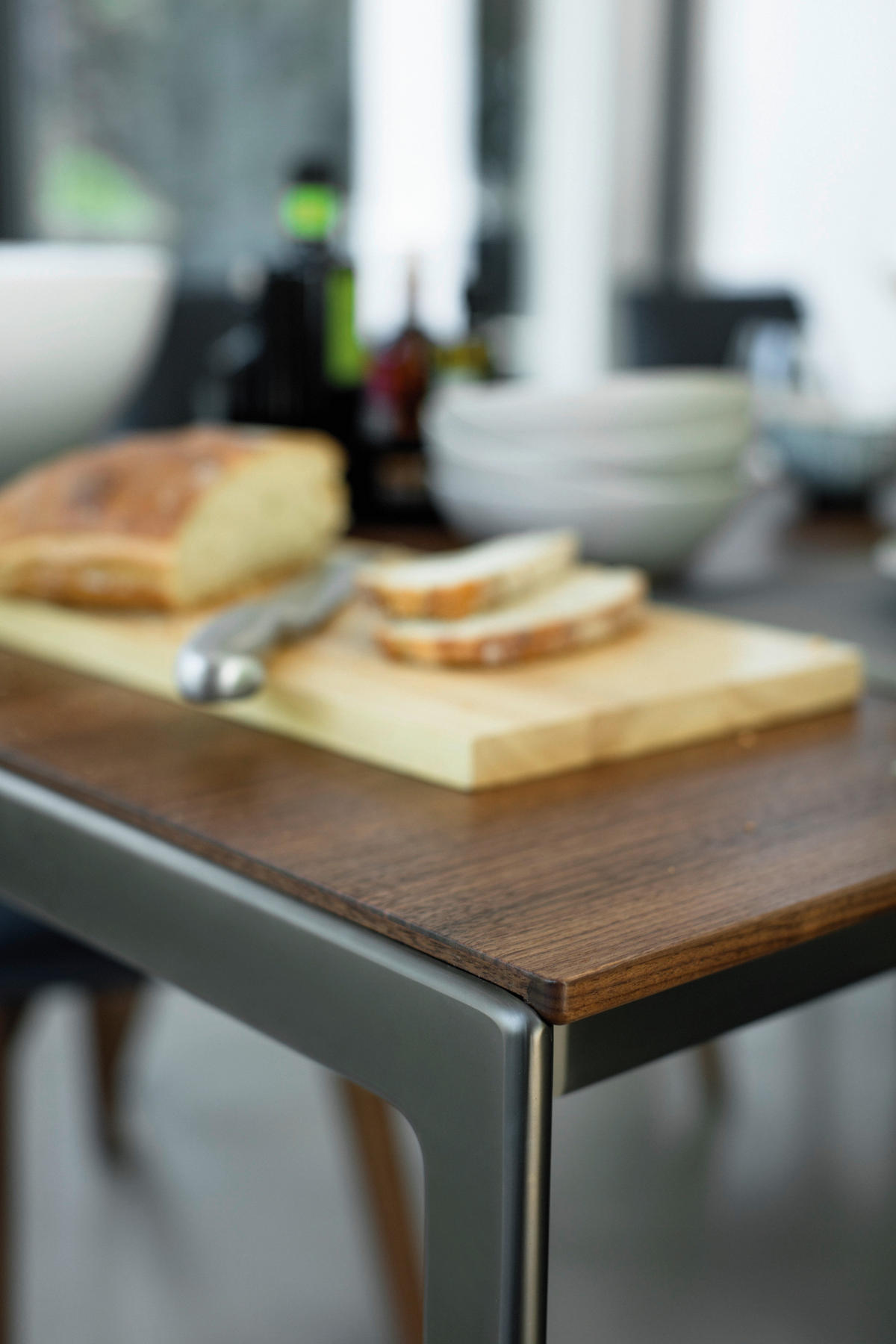 ESSTISCH in Holz, Metall 160(210)/100/75 cm  - Nussbaumfarben/Bronzefarben, Design, Holz/Metall (160(210)/100/75cm) - Team 7