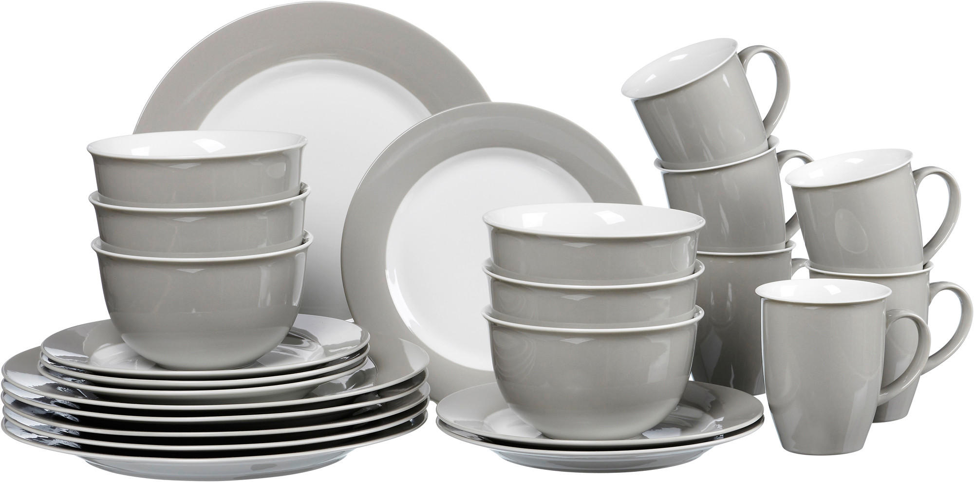 KOMBISERVICE 24-teilig 6 Personen Hellgrau  - Hellgrau, Basics, Keramik (54/36/33cm) - Ritzenhoff Breker
