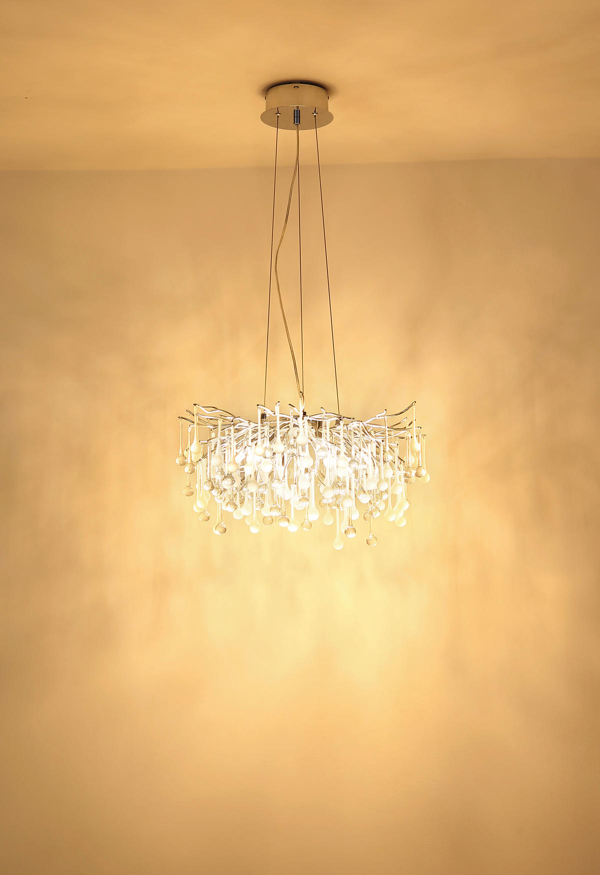 LED-HÄNGELEUCHTE Maxine 60/150 cm   - Klar/Chromfarben, Design, Glas/Metall (60/150cm) - Globo