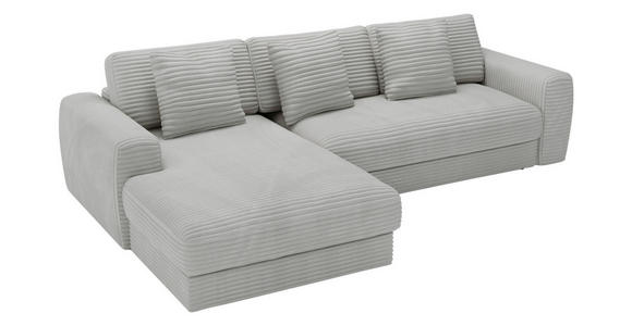 ECKSOFA Hellgrau Cord - Hellgrau/Schwarz, MODERN, Kunststoff/Textil (182/302cm) - Carryhome