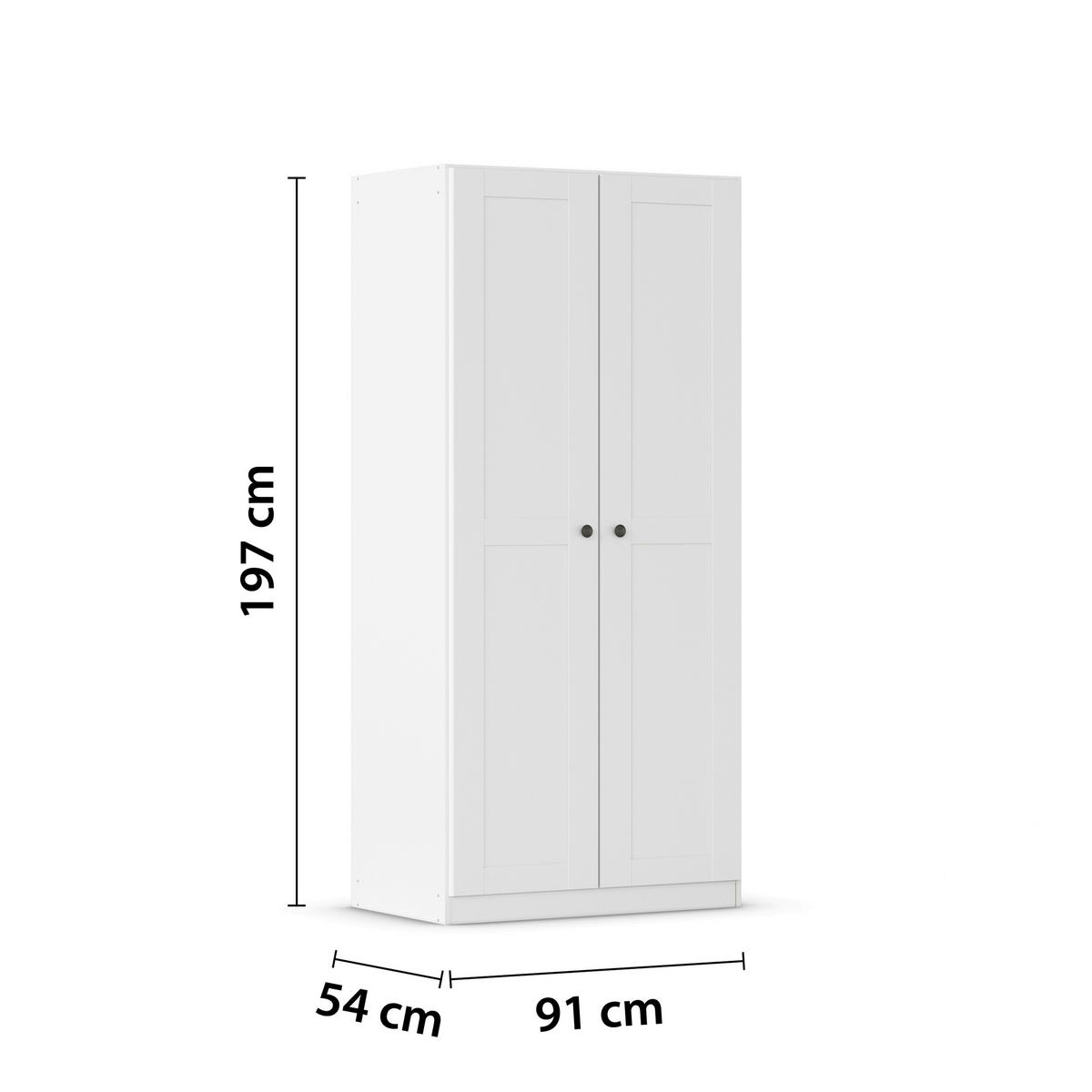 DREHTÜRENSCHRANK 91/197/54 cm,  in Weiß, 2-türig  - Schwarz/Weiß, KONVENTIONELL, Holzwerkstoff/Kunststoff (91/197/54cm) - home24