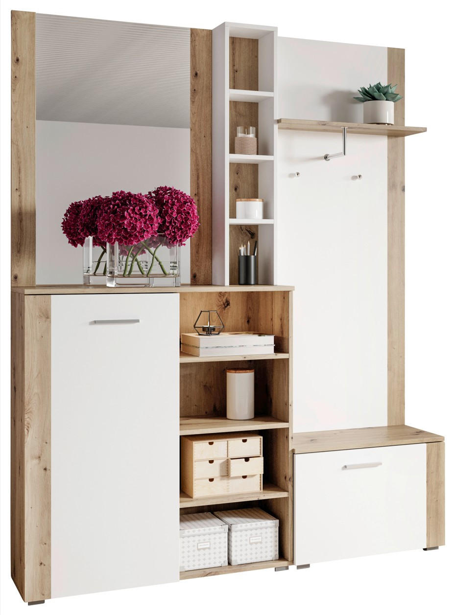 GARDEROBE 4-teilig  in 150/190/32 cm  - Weiß, Design, Glas/Holzwerkstoff (150/190/32cm) - MID.YOU