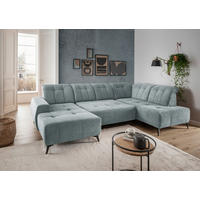 WOHNLANDSCHAFT SANO in Chenille Mintgrau  - Mintgrau/Schwarz, MODERN, Textil/Metall (200/337/180cm) - Livetastic