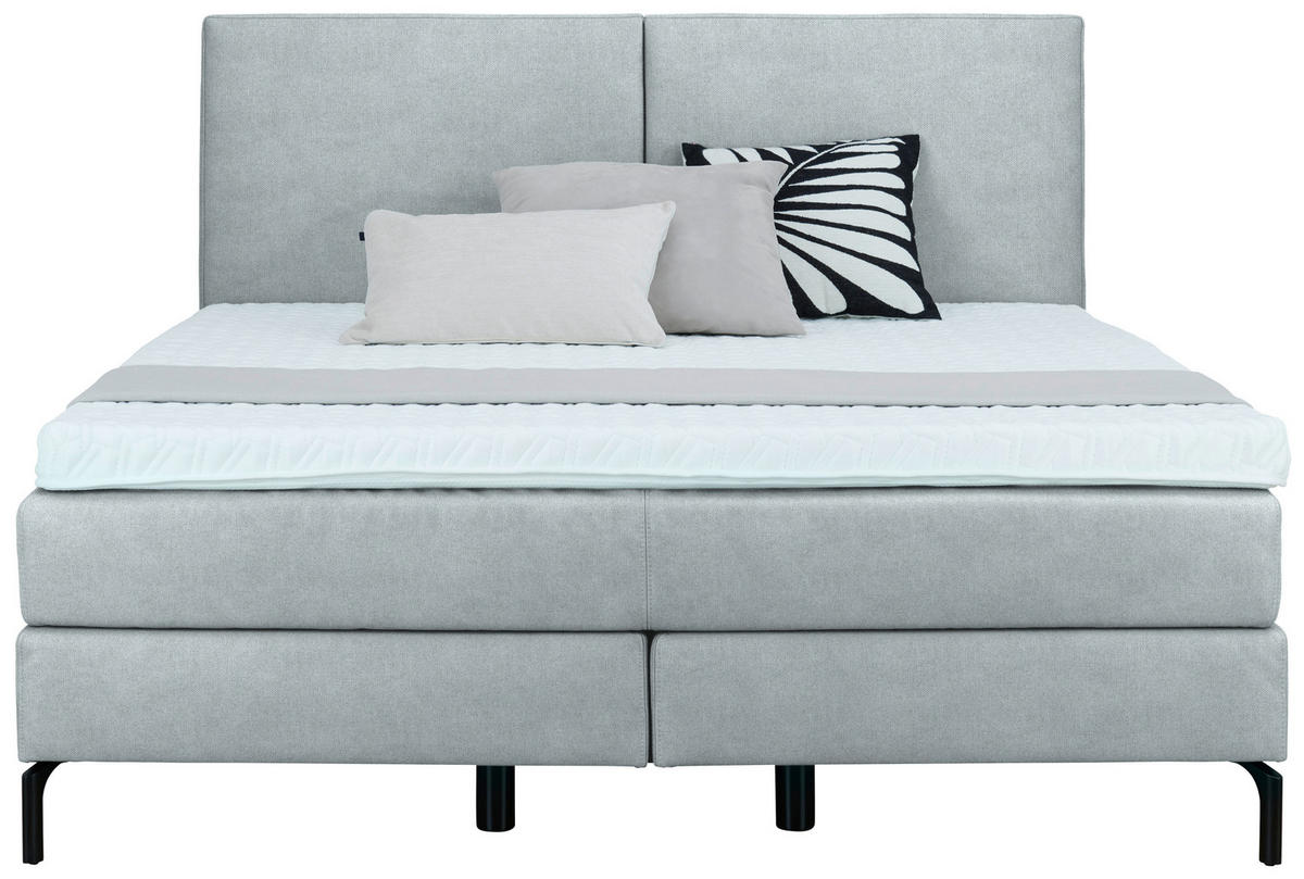 BOXSPRINGBETT 160/200 cm  in Hellgrau  - Hellgrau/Schwarz, Konventionell, Textil/Metall (160/200cm) - Dieter Knoll
