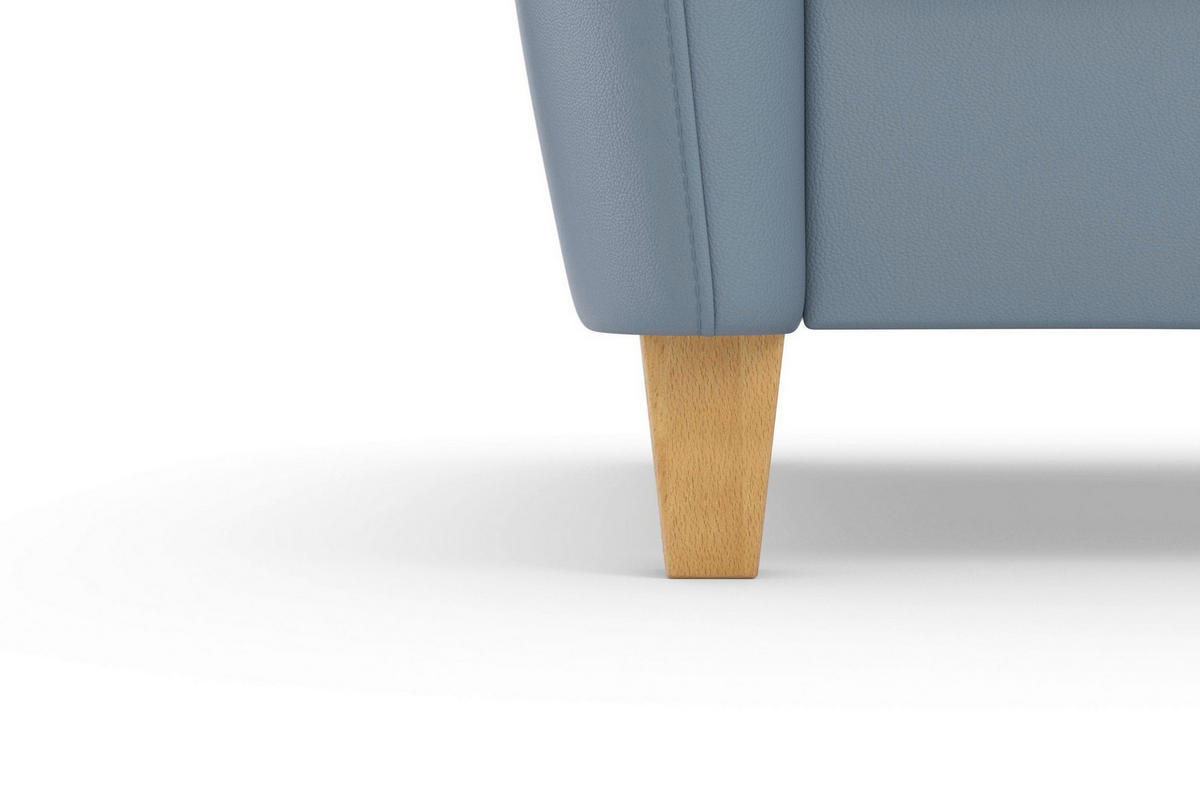 ROHOVÁ SEDAČKA, kůže, šedomodrá - šedomodrá/barvy dubu, Basics, dřevo/textil (212/236cm) - Sit & More