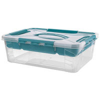 BOX S VEKOM 10 l - priehľadné/svetlomodrá, Basics, plast (39/29/12,4cm)