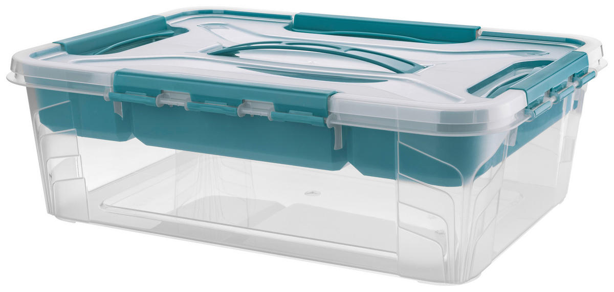 BOX S VEKOM 10 l - priehľadné/svetlomodrá, Basics, plast (39/29/12,4cm)
