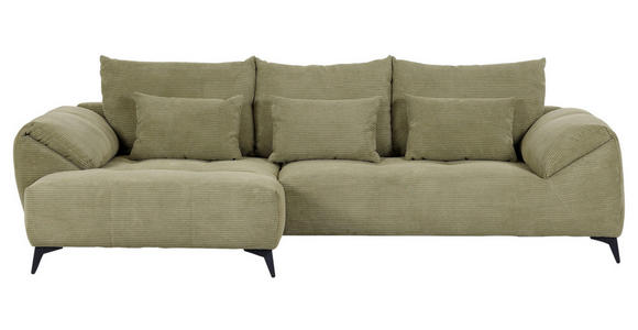 ECKSOFA Hellgrün Cord Zierkissen, Rückenkissen, Rücken echt  - Schwarz/Hellgrün, KONVENTIONELL, Textil/Metall (176/311cm) - Carryhome