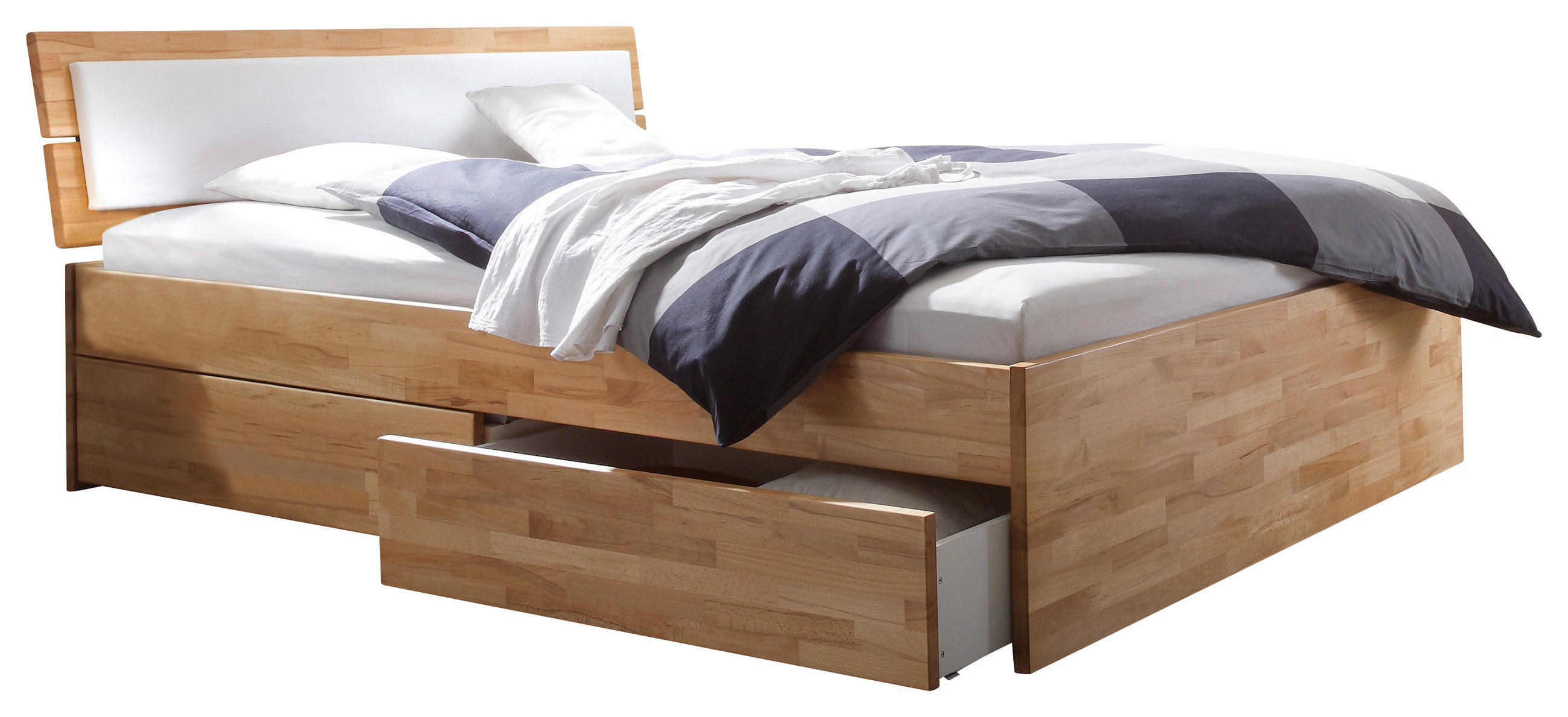 STAURAUMBETT 140/200 cm  in Buchefarben  - Buchefarben/Weiß, KONVENTIONELL, Holz/Textil (140/200cm) - Hasena