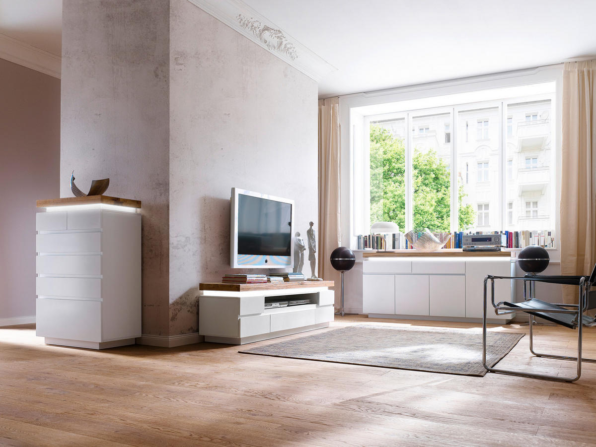 KOMMODE 175/81/40 cm  in Weiß, Eichefarben  - Eichefarben/Weiß, Design, Holz/Holzwerkstoff (175/81/40cm)