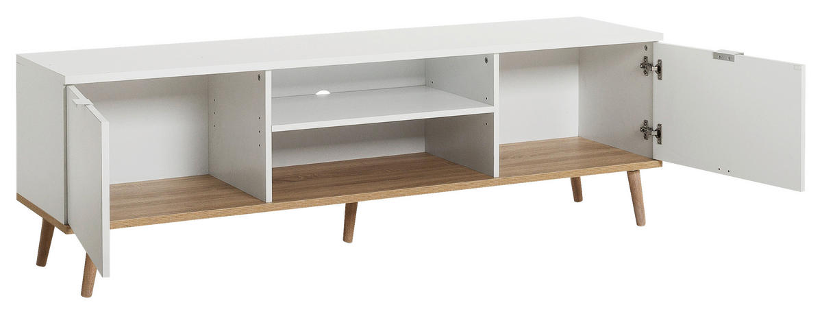 TV-ELEMENT bela, hrast sonoma  - barve hrasta/bela, Konvencionalno, kovina/leseni material (160/50/40cm) - MID.YOU