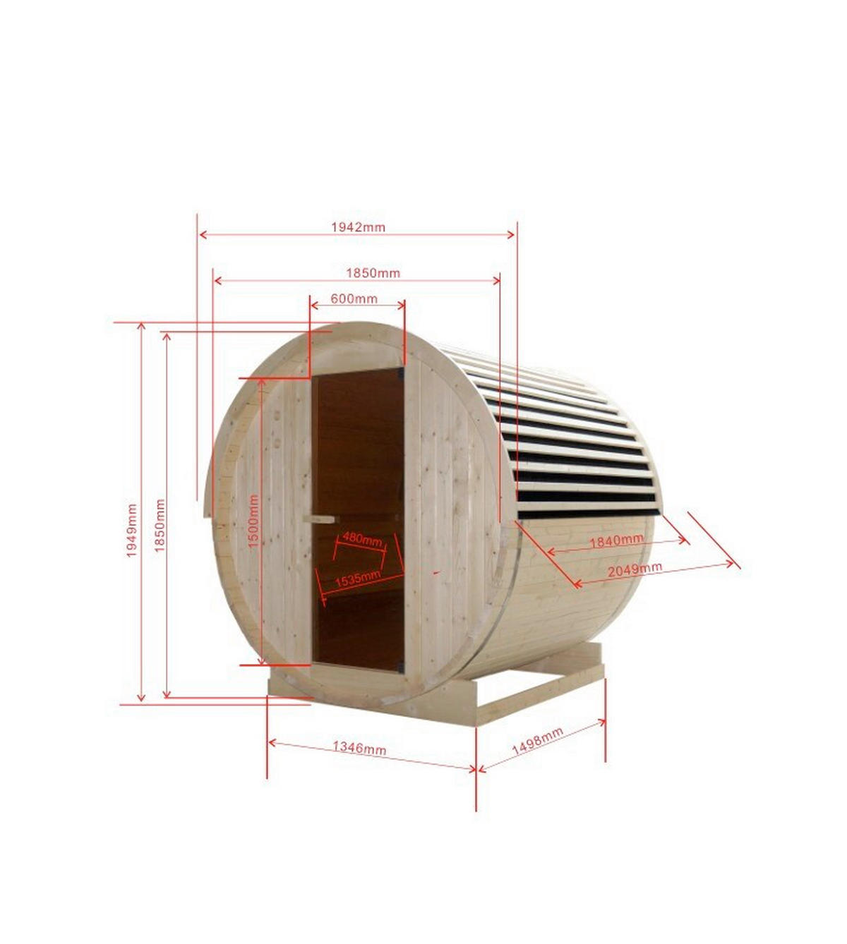 SAUNA für 4 Personen Nyborg  - Naturfarben, KONVENTIONELL, Glas/Holz (204,9/194,9/194,2cm)