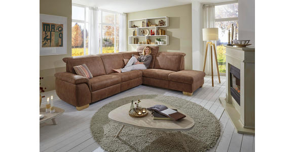 ECKSOFA Braun Mikrofaser - Beige/Buchefarben, KONVENTIONELL, Textil (299/245cm) - Voleo