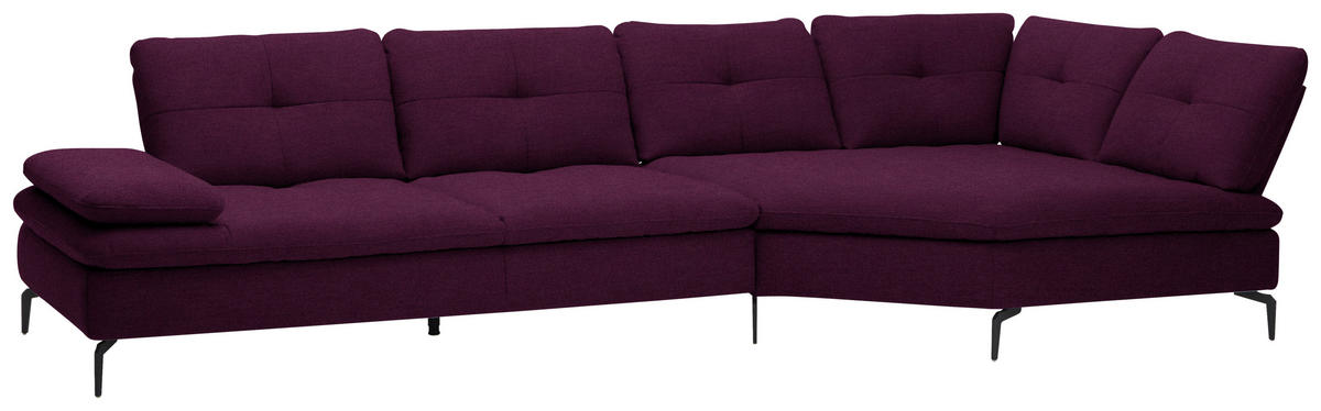 ECKSOFA in Flachgewebe Violett  - Violett/Schwarz, Design, Textil/Metall (344/157cm) - Chilliano