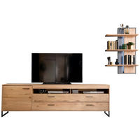 WOHNWAND  in Eichefarben  265/183/50 cm  - Eichefarben/Schwarz, Design, Holz/Holzwerkstoff (265/183/50cm) - Livetastic