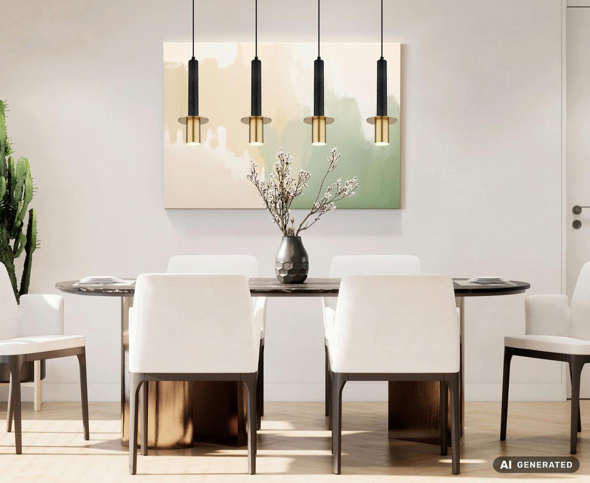 HÄNGELEUCHTE Shanna 87/12/130 cm  - Messingfarben/Schwarz, Design, Kunststoff/Stein (87/12/130cm) - Globo