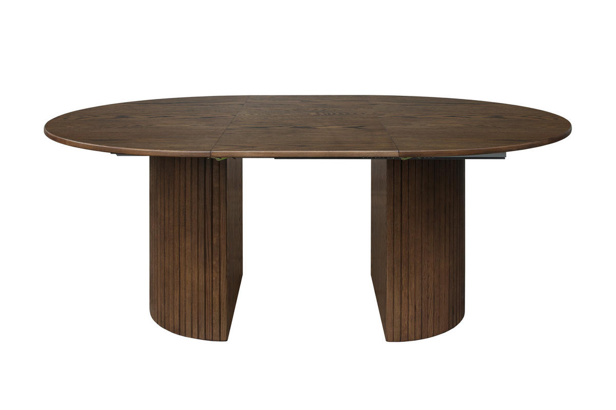 MATBORD 130-230/130/75 cm delar i massivt trä  trä finns i olika trädekorer rund mörkbrun  - mörkbrun, Modern, trä (130-230/130/75cm) - Niels Andersson