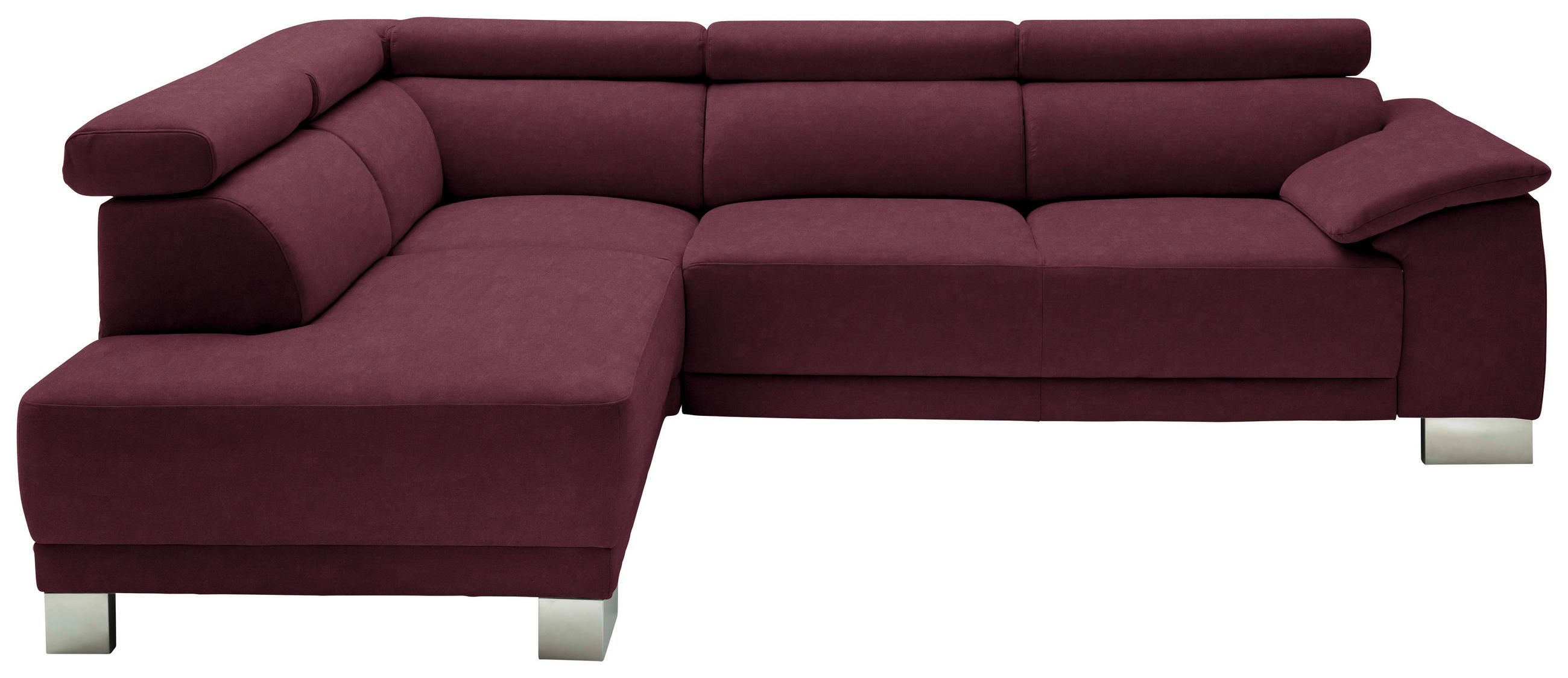 ECKSOFA in Mikrofaser Beere  - Chromfarben/Beere, Design, Holz/Textil (205/270cm) - Pure Home Lifestyle