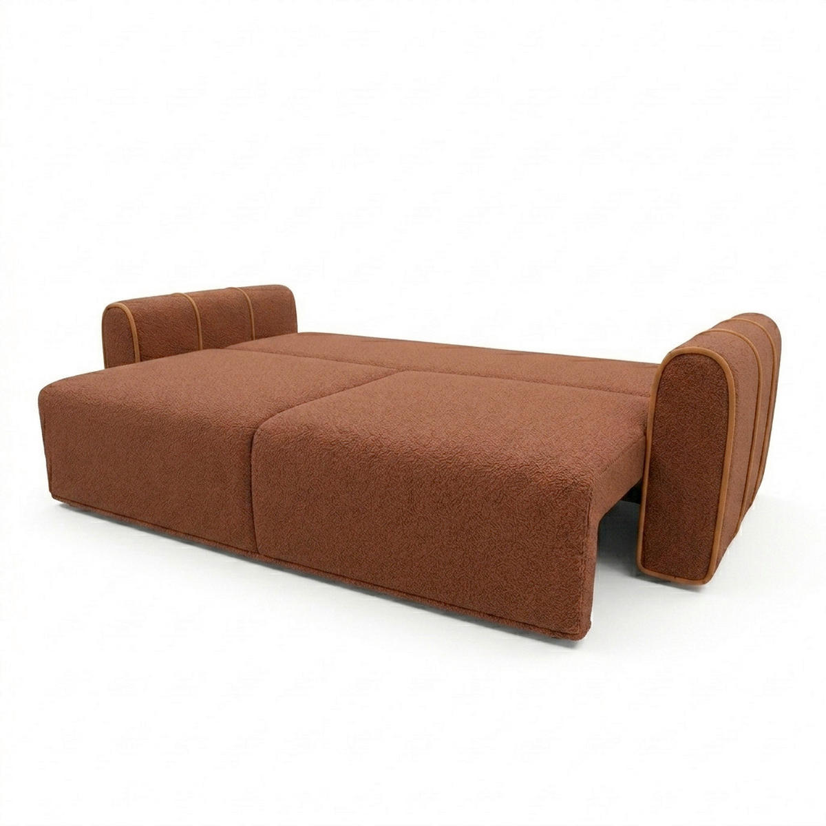 SCHLAFSOFA KIARA Bouclé Rostfarben  inkl.  - Rostfarben/Schwarz, Design, Kunststoff/Textil (235/100/100cm) - MID.YOU