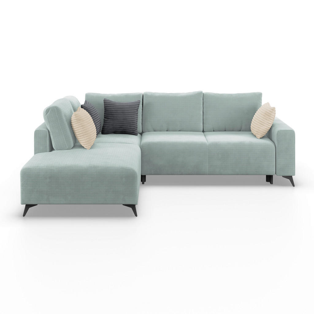 Ecksofa mit Schlaffunktion Lincoln Mint Cord 212x270 cm