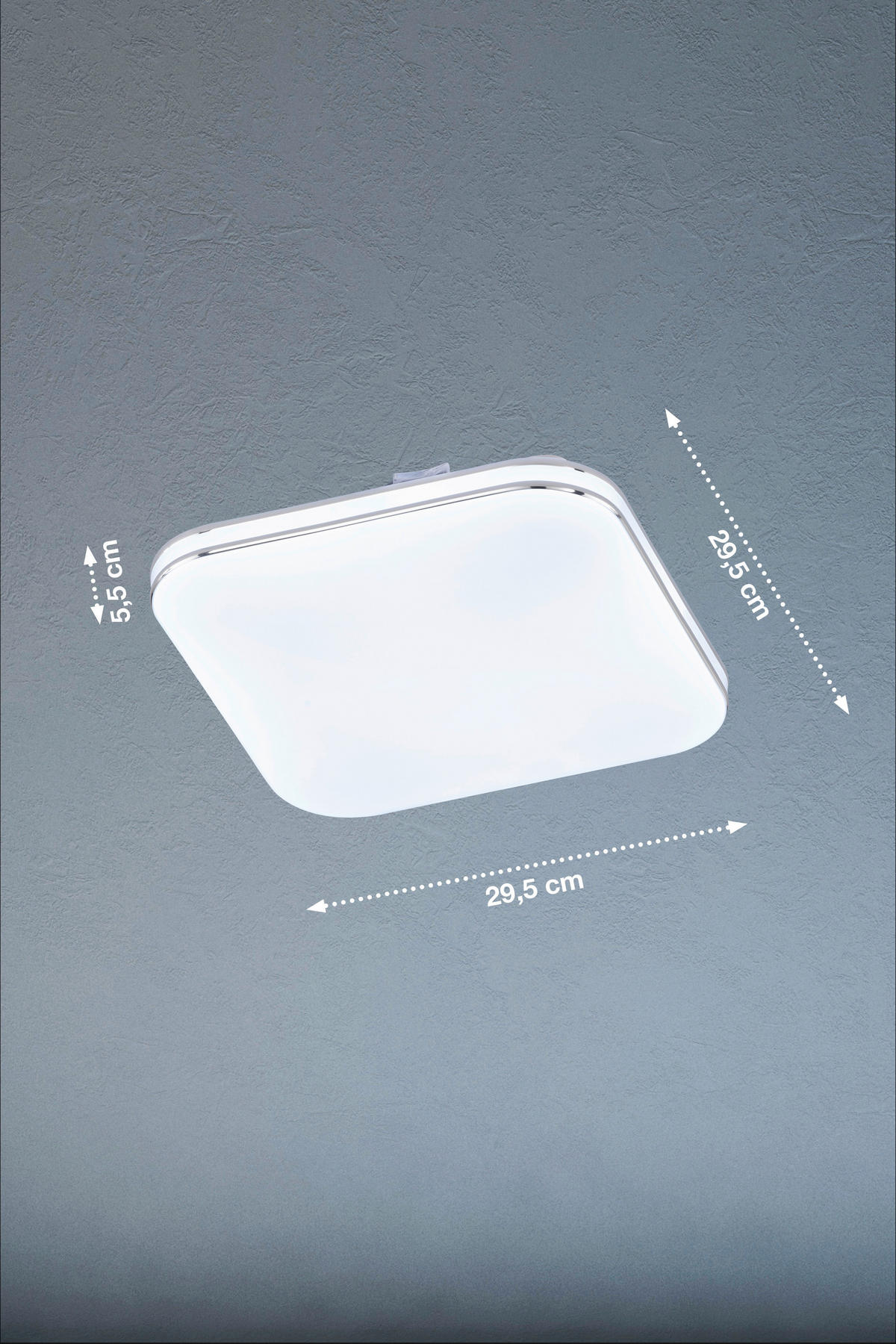 LED-DECKENLEUCHTE Porto   - Chromfarben/Weiß Hochglanz, KONVENTIONELL, Glas (29,50/29,50cm) - Fischer & Honsel