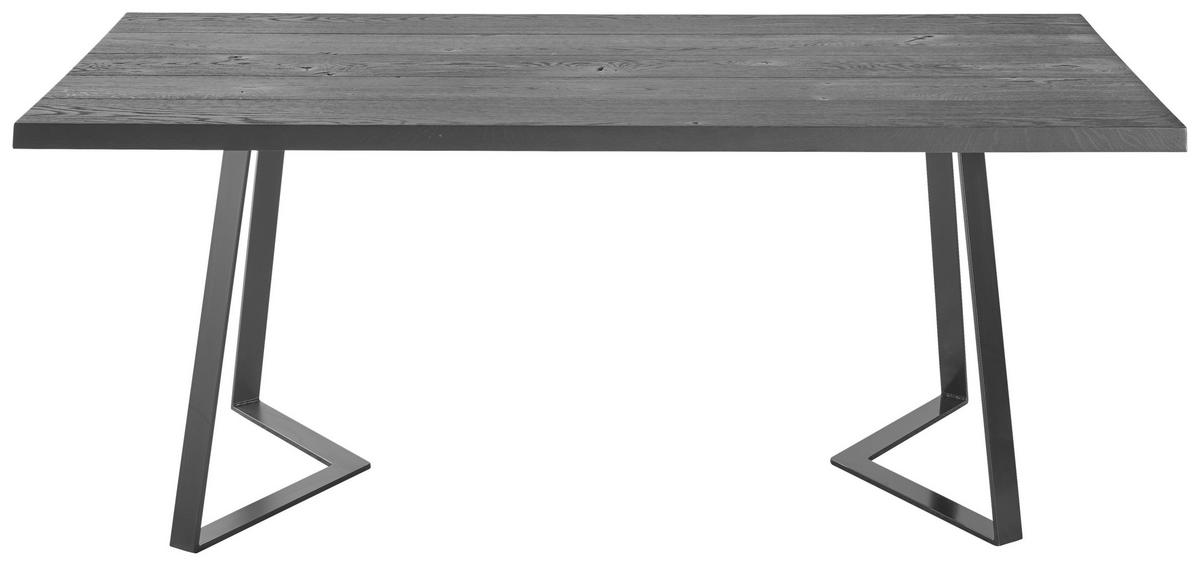 ESSTISCH Eiche massiv rechteckig Schwarz  - Schwarz, Design, Holz/Metall (180/100/76cm) - Musterring