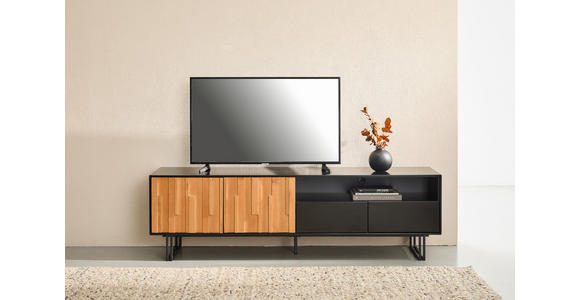 LOWBOARD  180/53/40 cm 2 Schublade(n) Beimöbel erhältlich, stehend  - Eichefarben/Schwarz, Trend, Holz/Holzwerkstoff (180/53/40cm) - Xora