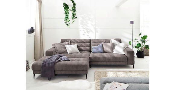 ECKSOFA in Flachgewebe Hellbraun 207/296 cm - Hellbraun/Schwarz, Design, Textil/Metall (207/296cm) - Dieter Knoll