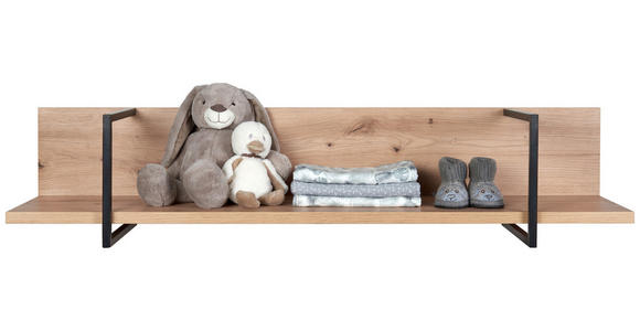 WANDBOARD Yunai  - Eichefarben/Anthrazit, Trend, Holzwerkstoff/Metall (120/25/27cm) - My Baby Lou